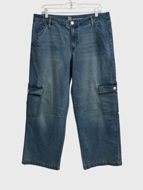 No Boundaries Denim Cargo Jeans Women's Size 12 Medium Blue Mid-Rise Grunge Y2K
